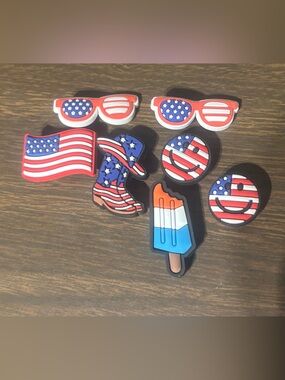 Patriotic USA Flag Croc Shoe Charms - Sunglasses, Cowboy Boot & Popsicle